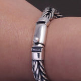 22cm 925 Sterling Silver Viking Braided Woven Bracelet for Men Toggle Clasp Vintage Fashion Punk Handmade Jewelry