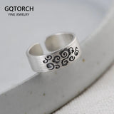 S925 silver retro Thai silver matte silver ring wholesale Xiangyun grain fettuccine ring