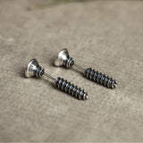 925 Sterling Silver Thai Silver Punk Hip-hop Style Earring Stud Fashion Screw Shape Personalized Accessories High Quality