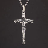 Pure 925 Sterling Silver Crucifix Cross Pendant for Men Women Vintage Catholic Christ Jesus Necklace Regilion Jewelry