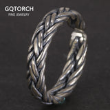 S925 Sterling Silver 2 and 4 Lines Braided Rings Handmade Viking Bands Adjustable Size 5-10 Handcrafted Jewelry