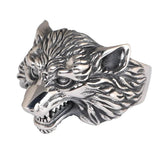 S925 Sterling Silver Vintage Thai Silver Open Ring for Men Wolf Head Open Silver Ring Punk Style Male Jewelry - GQTORCH Jewelry