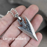 S990 Pure Silver Pendant For Men Antient Viking Spearhead Weapon Shape Handcrafted Jewelry