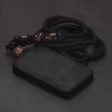 Natural Obsidian Tag Pendant Necklace for Men Prajna Paramita Sutra Engraved Tiger Eye Rope Chain Vintage Buddha Jewelry