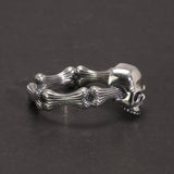 Gothic Skull Rings 925 Sterling Silver Punk Rock Band For Men and Women Adjustable Size 7-10 Fine Jewelry Gift