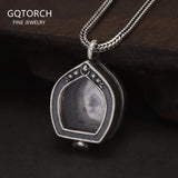 Real S925 Silver Tibet Gawu Box Necklace Antique Openable Locket Photo Pendant for Women Men Party Jewelry Gift