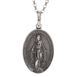 S925 Sterling Silver Virgin Mary Pendant for Men and Women Vintage Cross Oval Design Necklace Pendant Christian Jewelry