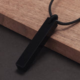Natural Stone Geometric Pendant Necklace for Men Black Obsidian Blue Sandstone Adjusted Leather Rope Retro Vintage Jewelry