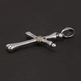 999 Pure Silver Cross Pendant Chain for Men Bone Shaped Vintage Hip Hop Punk Rock Necklace Religious Amulet Jewelry Gift