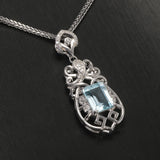 925 Sterling Silver Sky Blue Topaz Pendant Necklace No Chain Romantic Wedding Engagement Anniversary Gift Jewelry for Women