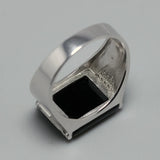 Solid Silver 925 Mens Rings Minimalist Turkish Rings For Men Black Square Natural Stone Turkey Male Jewelry Bague Homme