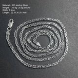 2.5mm Real S925 Sterling Silver Braided Viking Bracelet & Chain Necklace Handmade Vintage Punk Style Men's Fashion Jewelry