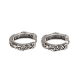 S925 Sterling Silver 18mm Hoop Earrings for Men and Women Open Vintage Antique Punk Pixiu Pattern Jewelry