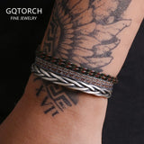 3pcs/set 999 Pure Silver Braided Bangle Bracelet Handwoven Rope Wristband Adjustable Vintage Set Jewelry Gift for Dad, Husband