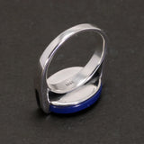 Real Pure 925 Sterling Silver Turkish Ring for Men and Women Prong Setting Black Agate Lapis Lazuli Malachite Jewelry