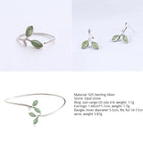 925 Sterling Silver Women Bangle Bracelet New Buds Shoots Design With Opal Cat Eyes Stone Fresh Style for Girls Gift