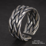 Viking Jewelry 925 Sterling Silver Braided Rings For Men and Women Retro Punk Adjustable