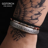 3pcs/set 999 Pure Silver Six Words Mantra Bangle for Men 925 Silver Fish Charm Tibetan Braided Thread Bracelet Buddha Jewelry