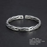 Heavy Solid 999 Pure Silver Twisted Bangles For Men Women Handcrafted Viking Armband Man Cuff Bangles - GQTORCH Jewelry