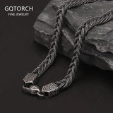 6mm Solid 925 Sterling Silver Foxtail Necklace for Men Handmade Braided Chain Retro Antiqued Fashion Jewelry Accessories
