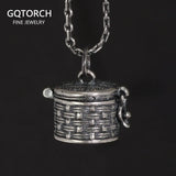 Real 925 Sterling Silver Vintage Jewelry Braid Rattan Pendant Necklace Openable Men Women Prayer Gawu Box Buddha Jewelry