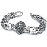 S925 Sterling Silver Auspicious Animal Charm Bracelets for Men Dragon Lion Tiger Head Vintage Punk Rock Delicate Jewelry