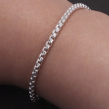 925 Sterling Silver 3mm Square Rolo Link Round Box Chain Bracelet for Men Handmade Fashion Jewelry Accessories