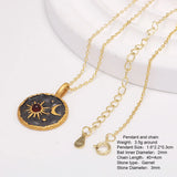 Real 925 Sterling Silver Moon and Sun Pendant Necklace Gold Vermeil with Natural Garnet Stone Sweet Romance Gift