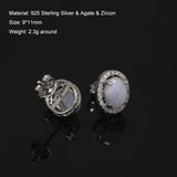 Clearance Sale 925 Sterling Silver Gemstone Earrings for Women Elegant Fashion Rose Gold Plated Topaz Jade Agate Zircon Earrings