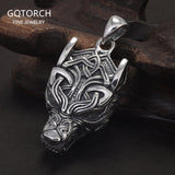 Solid 925 Sterling Silver Viking Wolf Head Pendant for Men Punk Retro Nordic Celtic Amulet Jewelry Gift