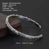 S925 Sterling Silver Bracelets Bangles for Men and Women Retro Vine Flowers Embossed Vintage Elegant Jewelry - GQTORCH Jewelry