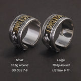 925 Sterling Silver Vintage Retro Six Word Vajra Pestle Ring for Men Women Auspicious Knots Amulet Buddhist Jewelry