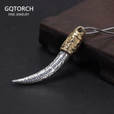 Real Pure 925 Sterling Silver Jewelry Wolf Tooth Pendant Necklace for Men Amulets and Talismans Retro Punk Viking Animal Jewelry