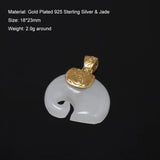 Clearance Sale 925 Sterling Silver Puppy Elephant Gemstone Small Pendant for Women 18k Gold Plated Natural Jade Cute Jewelry