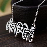 990 Sterling Silver Mantra Pendant Necklace For Women Hollow Design Six Words Tibetan Buddhist Jewelry