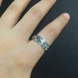 Real S925 Sterling Silver Spinner Rings Irregular Chain Design Retro Punk Style For Men Rotatable Index Finger Ring