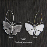 Real Pure 100% 925 Sterling Silver Exaggerated Large Butterfly Drop Earrings For Women Handmade Vintage Style