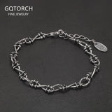 925 Sterling Silver Gothic Thorns Bracelet for Men Women Punk Hip-hop Vintage 6mm Chain Link Bracelet Stylish Jewelry Gift