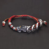 999 Pure Silver Five Emperors' Money Pixiu Braided Rope Bracelet Good Luck Rich Money Fortune Wealth Retro Amulet Jewelry Gift
