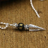 925 Sterling Silver Jewelry Vajra Talisman Pendant Natural Onyx Beads Six Words Engraved Om Mani Padme Hum For Men And Women - GQTORCH Jewelry