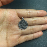 Real 925 Sterling Silver Vintage Elizabeth Dollar Coin Pendant Necklace Round Shaped Sweater Chain