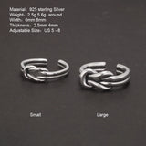 Hand Knotted S925 Sterling Silver Ring for Men and Women Retro Punk Aneis Femino Opening Fine Jewelry