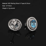 Clearance Sale 925 Sterling Silver Gemstone Earrings for Women Elegant Fashion Rose Gold Plated Topaz Jade Agate Zircon Earrings