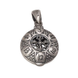 Real 925 Sterling Silver Six True Words Vajra Mantra Pendant Necklace Openable Round Shape Buddhist Jewelry