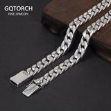 Genuine 925 Sterling Silver Cuban Chain For Men and Women Hip Hop Necklace Bracelet Wide Simple Couple Jewelry Gift