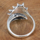 925 Sterling Silver Men and Women Pterodactyl Open Type Adjustable Size 5-9 Dragon Ring Retro Punk Bracelet Adjustable Jewelry