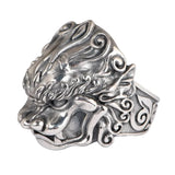 Silver 925 Jewelry Mens Lion Ring Size 8-12 Antique Punk Accessories Thai Silver Resizable Rings for Men