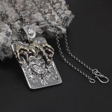 925 Sterling Silver Joker Pendant Necklace for Men Poker Cards Clown Retro Hip Hop Punk Rock Male Jewelry Gift
