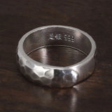 Genuine Sterling Silver 999 Hammer Pattern Men's and Women's Rings Six-Character Mantra Simple Jewelry