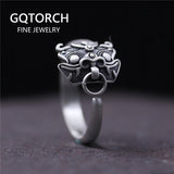 100% Real Pure 925 Sterling Silver Animal Rings For Women Ancient Mythology Gluttonous Personality Open Type